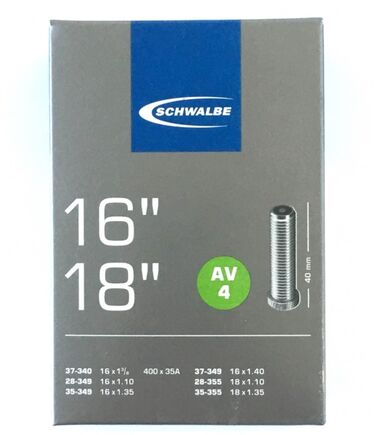 Schwalbe 16/18 AV4 Tube Schrader Valve- Brompton Fit click to zoom image